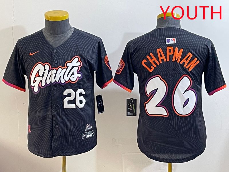 Youth San Francisco Giants 26 Chapman Black Joint Name 2025 Nike MLB Jersey style 5
